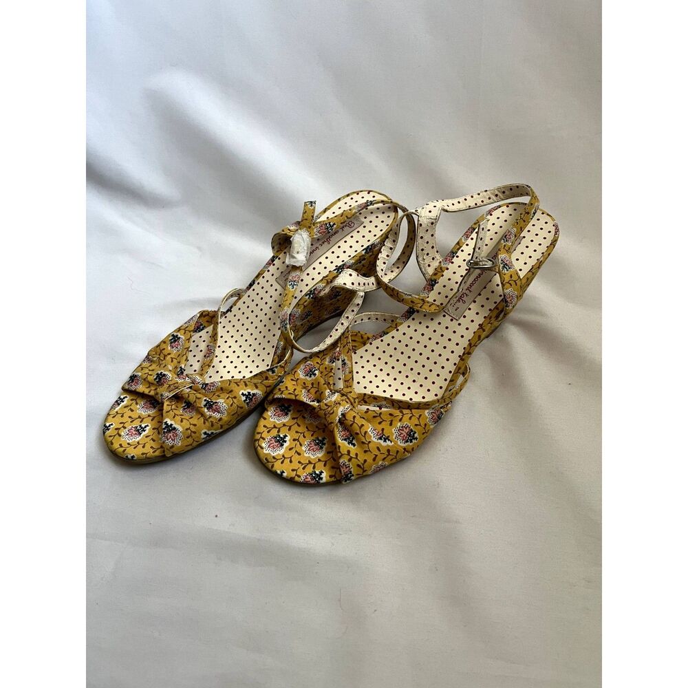 Yellow Floral Slingback Sandals - Women